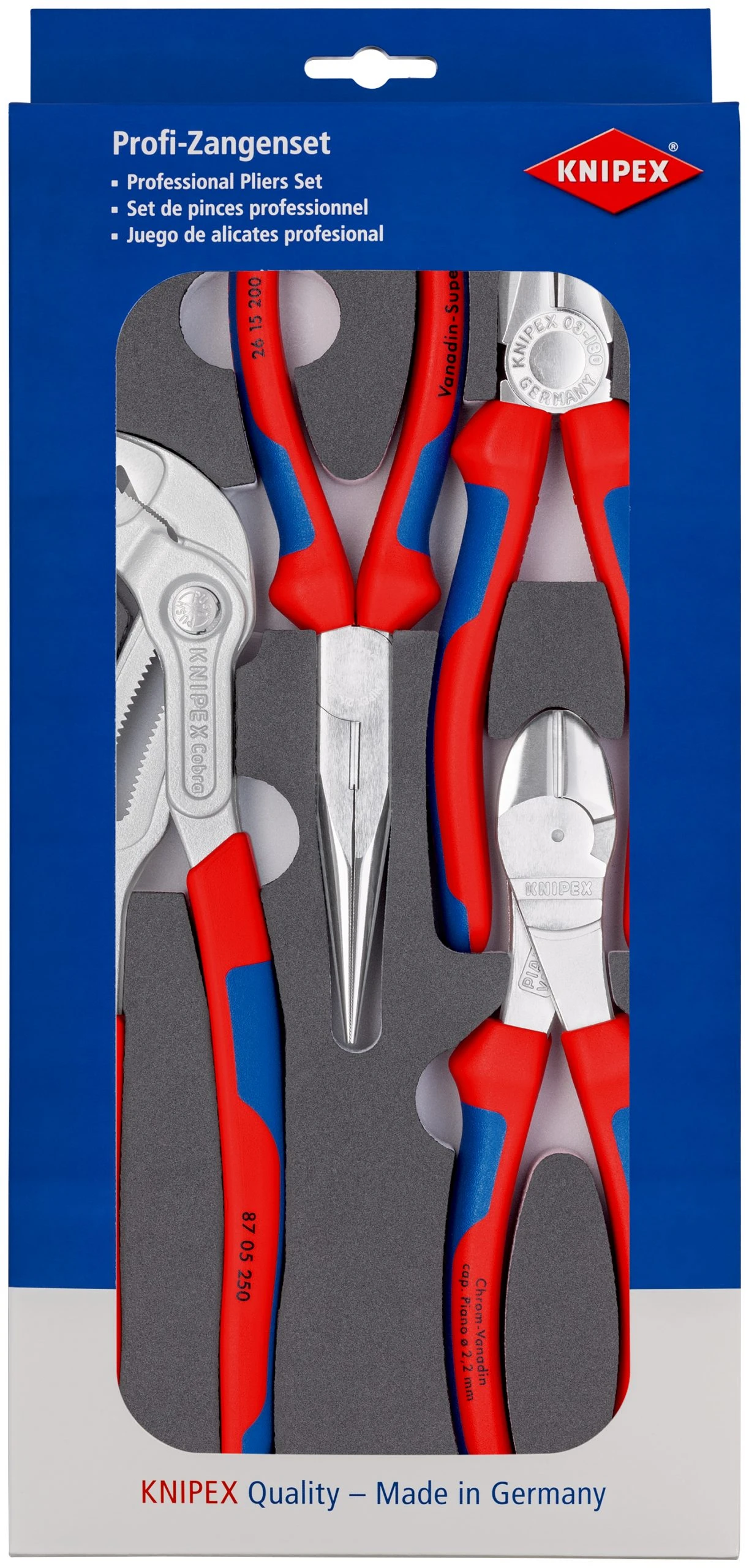 Knipex 00 20 01 V17 4 Piece Basic Chrome Plier Set In Foam Tray 4 Knipex 00 20 01 V17 4 Piece Basic Chrome Plier Set In Foam Tray - Image 2