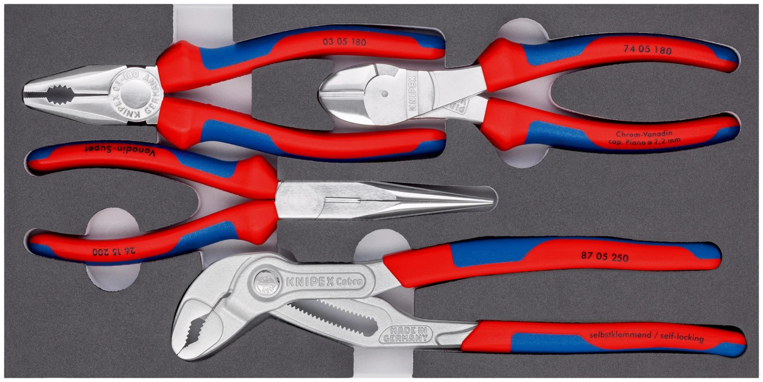 Knipex 00 20 01 V17 4 Piece Basic Chrome Plier Set In Foam Tray 3 Knipex 00 20 01 V17 4 Piece Basic Chrome Plier Set In Foam Tray