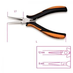 Beta "1178BM" Smooth Half Round Long Needle Nose Pliers - 140mm Long