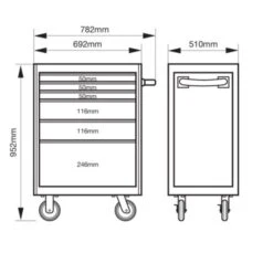 Bahco 1472K6 E72 6 Drawer 26" Mobile Roller Cabinet Orange 11 Bahco 1472K6 E72 6 Drawer 26" Mobile Roller Cabinet Orange -Home Tools Sale 1472K6 DIMS