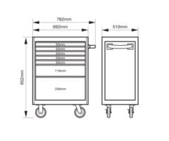 Bahco 1472K7BLACK E72 7 Drawer 26" Mobile Roller Cabinet Black 11 Bahco 1472K7BLACK E72 7 Drawer 26" Mobile Roller Cabinet Black -Home Tools Sale 1472K7 DIMS 1