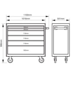 Bahco 1475KXL6RED C75 40″ 6 Drawer Mobile Roller Cabinet Red -Home Tools Sale 1475kxl6 dims 1
