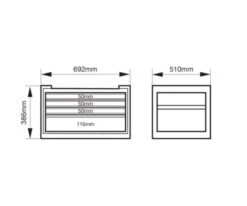 Bahco 1482K4BLACK E82 4 Drawer Top Chest Tool Box For E72 Roll Cabs - Black -Home Tools Sale 1482K4 DIMS