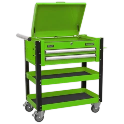 Sealey AP760MHV Heavy-Duty Mobile Tool &amp; Parts Trolley 2 Drawers &amp; Lockable Top - Green -Home Tools Sale AP760MHV
