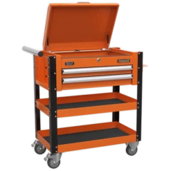 Sealey AP760MO Heavy-Duty Mobile Tool And Parts Trolley 2 Drawers And Lockable Top - Orange -Home Tools Sale AP760MO