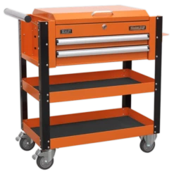 Sealey AP760MO Heavy-Duty Mobile Tool And Parts Trolley 2 Drawers And Lockable Top - Orange -Home Tools Sale AP760MO CLOSED DFC33184