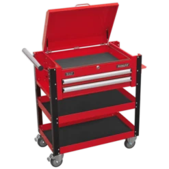 Sealey AP760M Heavy-Duty Mobile Tool &amp; Parts Trolley 2 Drawers &amp; Lockable Top - Red -Home Tools Sale AP760M PIC3 DFC33276