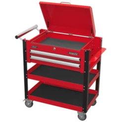 Sealey AP760M Heavy-Duty Mobile Tool &amp; Parts Trolley 2 Drawers &amp; Lockable Top - Red -Home Tools Sale AP760M PIC4 DFC33277