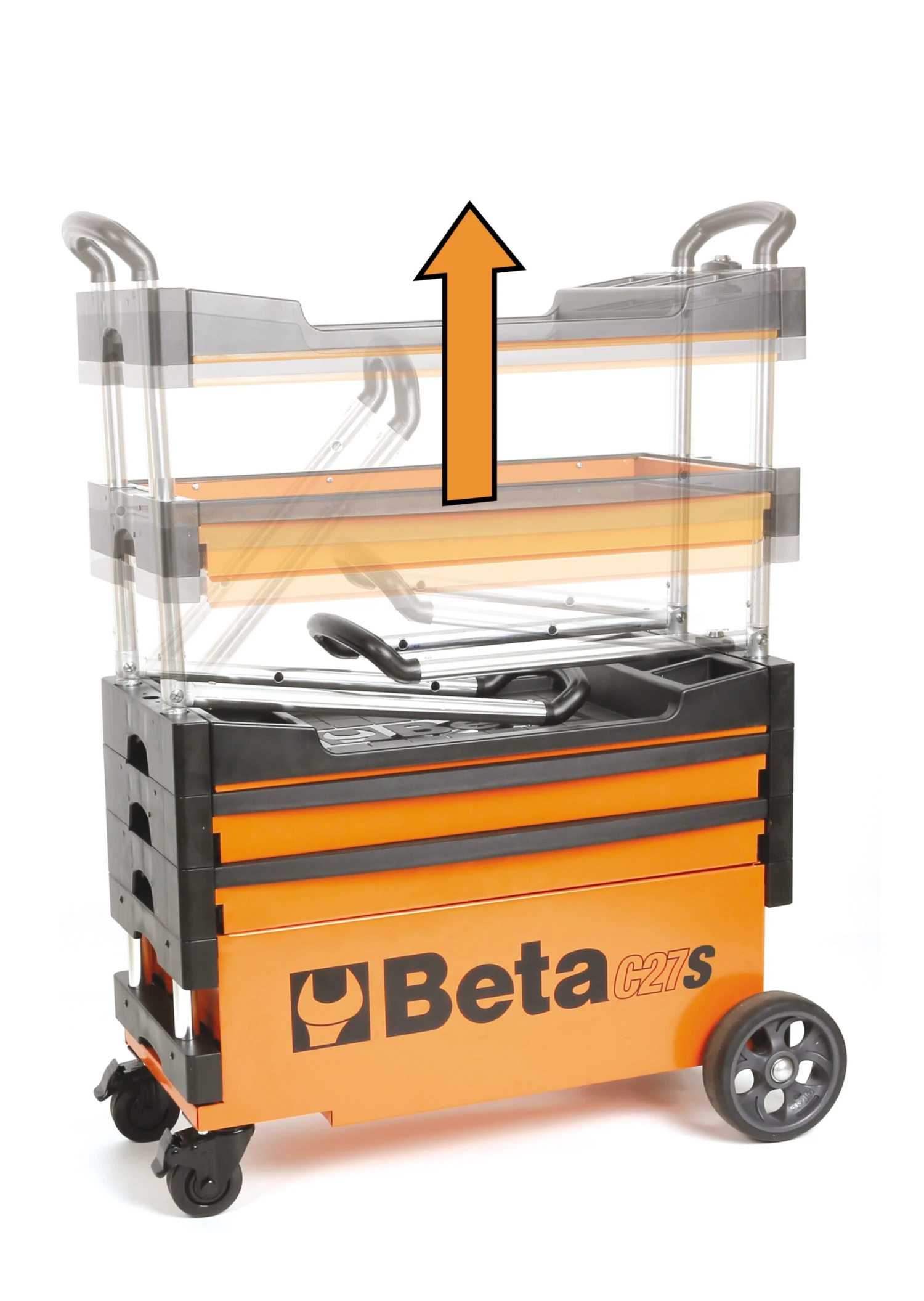 Beta C27S Folding Portable Collapsable Tool Trolley With Drawers Orange 5 Beta C27S Folding Portable Collapsable Tool Trolley With Drawers Orange - Image 3