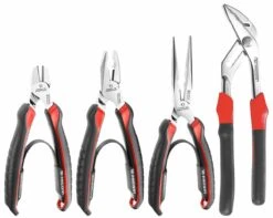 Facom CPE.A1 4 Piece Professional Plier Set, Combination, Long Nose, Snips &amp; Multi-grip Pliers