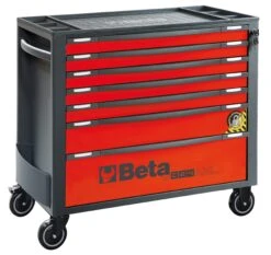 Beta RSC24AXL/7-R 7 Drawer Extra Long Mobile Roller Cabinet With Anti-Tilt System - Red