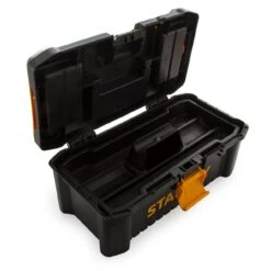 Stanley STST1-75514 Essential 12.5" Toolbox With Organiser Top, Plastic Latch. Tool Box -Home Tools Sale STST1 75514open