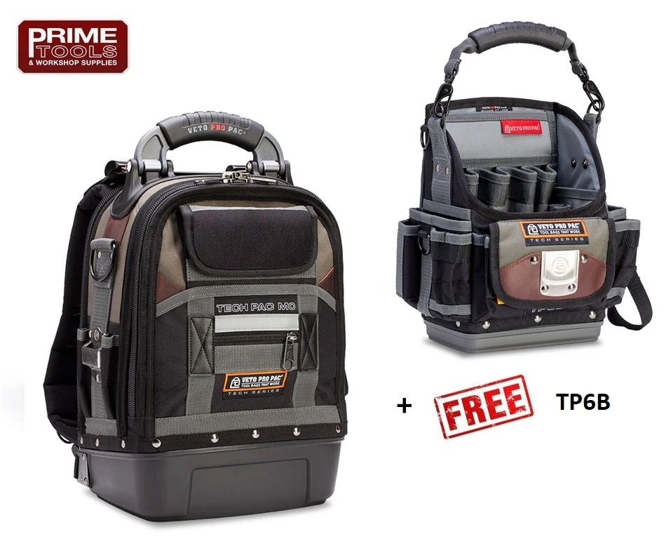 Veto Pro Pac TECH-PAC MC Tool Backpack / Rucksack Bag + TP6B FREE 3 Veto Pro Pac TECH-PAC MC Tool Backpack / Rucksack Bag + TP6B FREE