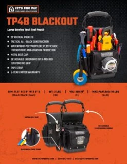 Veto Pro Pac TP4B-BLACKOUT Tool Pouch -Home Tools Sale tp4b blackout sellsheet V3 2VTj 1